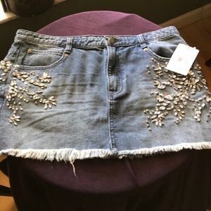Free people jean mini skirt